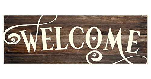 Welcome Rustic Wood Wall Sign 6x18 Brown
