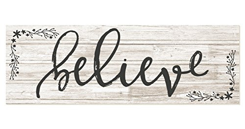 Believe Rustic Wood Wall Sign 6x18 White