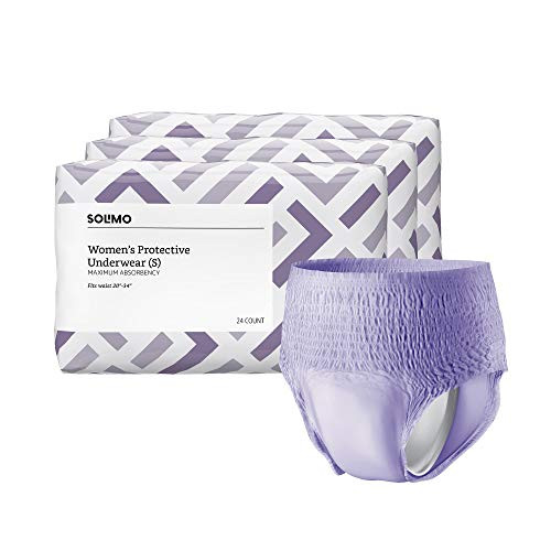 Amazon Brand  Solimo Incontinence Underwear for Women Maximum Absorbency Small 72 Count 3 Pack