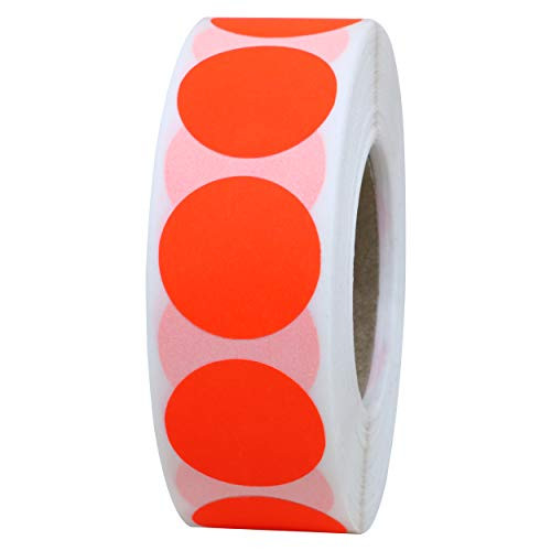 Hybsk 1 Inch Round Blank Fluorescence Red Shooting Target Pasters  Total 1000 Adhesive Target Dots Per Roll Fluorescent Red