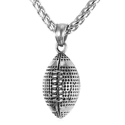 U7 Cool Rugby Pendant Necklace Men Jewelry Fashion Stainless Steel Wheat Chain Amercian Style Football Pendant U7 Cool Rugby Pendant Necklace Men Jewelry Fashion Stainless Steel Wheat Chain Amercian Style Football Pendant