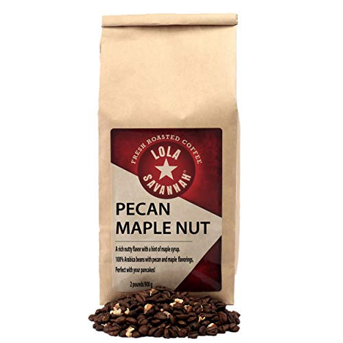 Lola Savannah Pecan Maple Nut Whole Bean Coffee  Crafted Rich Nutty Flavor with Real Pecan Pieces  Hint of Maple Syrup  Caffeinated  2lb Bag