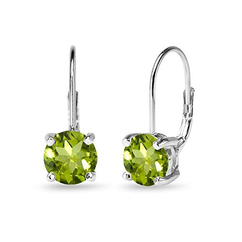 Sterling Silver Polished Peridot 7mm Round Dainty Leverback Earrings Sterling Silver Polished Peridot 7mm Round Dainty Leverback Earrings