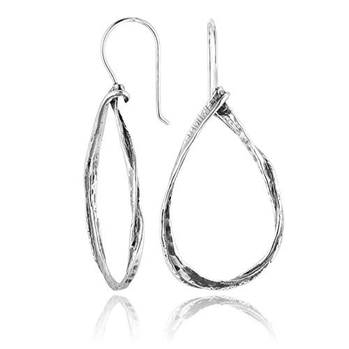 PZ Paz Creations Sterling Silver Textured Pear Shaped Drop Earrings Sterling Silver