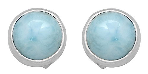 Natural Larimar Stud 925 Solid Sterling Silver Earrings Silver Jewelry