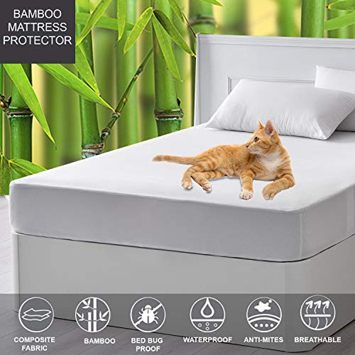 LINENWALAS Waterproof Twin Mattress Protector for Bunk Bed Mattress Cover Bamboo Terry Soft Fabric Dust Proof Ultra Soft Breathable Bed Cooling Twin Size LINENWALAS Waterproof Twin Mattress Protector for Bunk Bed Mattress Cover Bamboo Terry Soft Fabric Dust Proof Ultra Soft Breathable Bed Cooling Twin Size