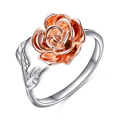 Alphm Rose Flower Ring for Women S925 Sterling Silver Adjustable Wrap Open Leaf Ring Engagement Wedding Jewelry Alphm Rose Flower Ring for Women S925 Sterling Silver Adjustable Wrap Open Leaf Ring Engagement Wedding Jewelry