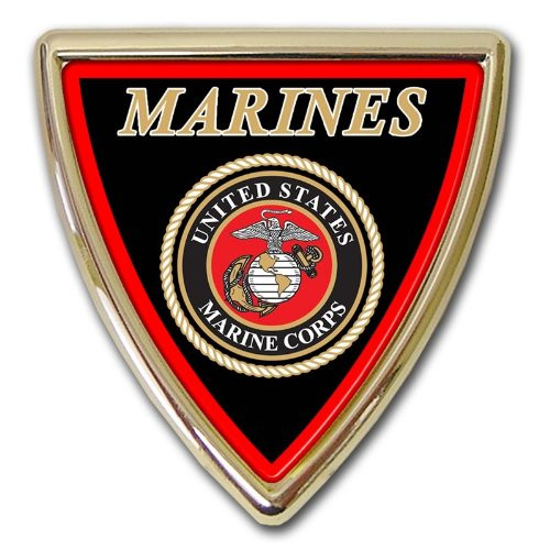 United States US Marine Corps USMC Gold Plated Triangle Dome Premium Metal Car Truck Motorcycle Emblem