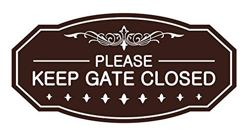 Signs ByLITA Victorian Please Keep Gate Closed Sign Dark Brown  Small