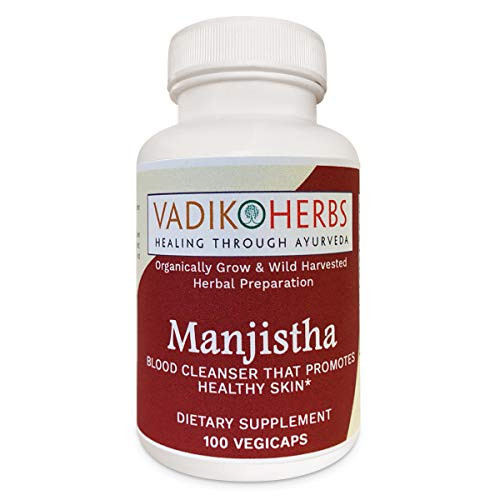 Pure Wild harvested Manjistha Rubia cordifolia Indian Madder  100 vegicaps  Made in USA  Safety Tested  No GMO Vegan