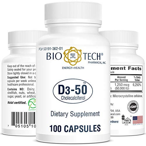 BioTech Pharmacal Vitamin D3 D350 50k IU 100 Count