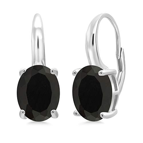 Gem Stone King 925 Sterling Silver Black Onyx Women Earrings 500 Ct Oval 10X8MM Gem Stone King 925 Sterling Silver Black Onyx Women Earrings 500 Ct Oval 10X8MM