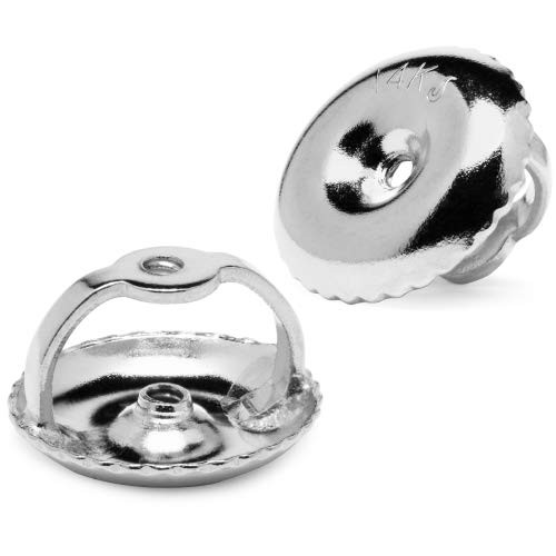 Two Earring Back Replacements 14K Solid White Gold  Threaded Screw on Screw off  Quality Die Struck  Post Size 032  1 Pair