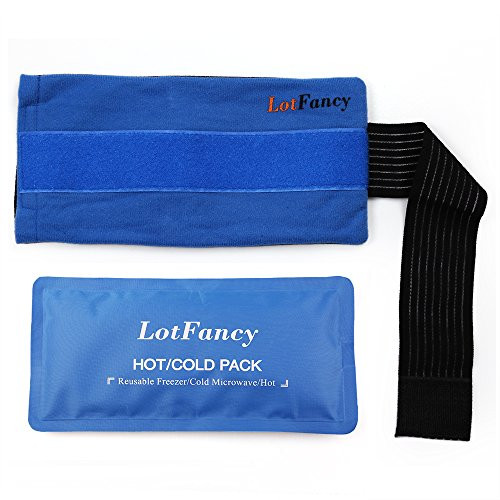 Reusable Gel Ice Pack and Wrap with Elastic Strap for HotCold Therapy by LotFancy Ideal for Injuries First Aid Knee Head Neck Ankle Wrist Elbow Foot Calves Hip