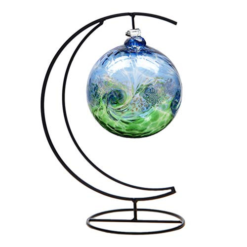 Ornament Display Stand,Iron Hanging Heart Shaped Stand Rack Holder Iron Pothook Stand Hanging Glass Globe Air Plant Terrarium Witch Ball Home Wedding Decoration (Black)