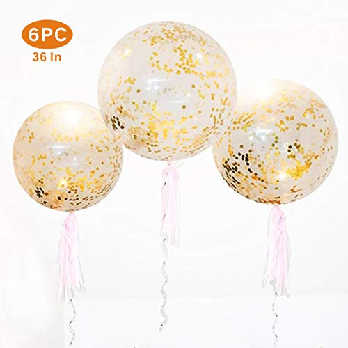 36 Inch Jumbo Confetti Balloons, Giant Latex Balloon with Gold Confetti (Premium Helium Quality) Pkg/6 Latex Glitter Balloons for Party/Birthdays /Wedding/Festivals Christmas and Event Decorations 36 Inch Jumbo Confetti Balloons, Giant Latex Balloon with Gold Confetti (Premium Helium Quality) Pkg/6 Latex Glitter Balloons for Party/Birthdays /Wedding/Festivals Christmas and Event Decorations