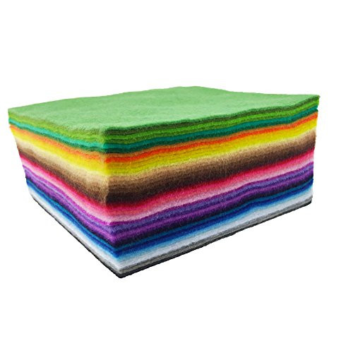 flicflac 50pcs14mm Thick Soft Felt Fabric Sheet Assorted Color Felt Pack DIY Craft Sewing Squares Nonwoven Patchwork 20cm 20cm