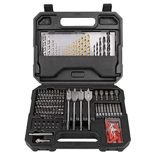 Drill and Screwdriver Bit Set WESCO Drill Tool Accessories Kit 124Pieces for WoodMetalCement Drilling Screw Driving Convenient Storage Combo KitWS9958U