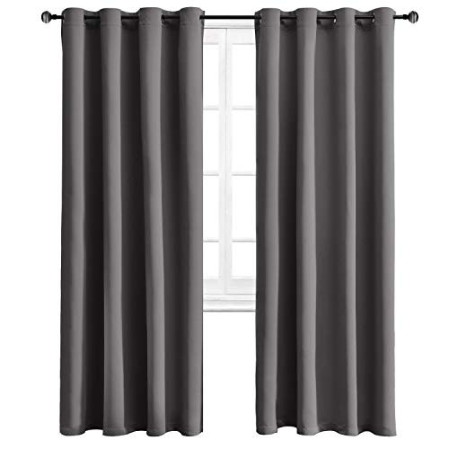 WONTEX Blackout Curtains Room Darkening Thermal Insulated with Grommet Window Curtain for Living Room 52 x 72 inch Grey 2 Panels