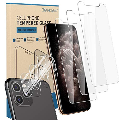 3 Pack iPhone 11 Pro Screen Protector and 3 Pack Camera Lens Protector Wisdompro Clear Tempered Glass Screen and Camera Lens Protector for 58 inch Apple iPhone 11 Pro