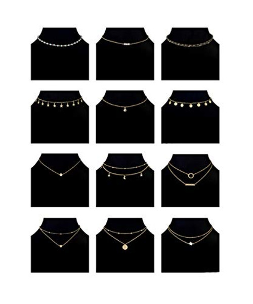 Ofeiyaa 12pcs Chain Gold Bead Necklace Coin Moon Star Pearl Pendant Chain Choker Multilayer Necklace Leather Cord Set for Women Girls Adjustable Gold Tone Ofeiyaa 12pcs Chain Gold Bead Necklace Coin Moon Star Pearl Pendant Chain Choker Multilayer Necklace Leather Cord Set for Women Girls Adjustable Gold Tone