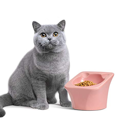 ComSaf Raised Cat Food Bowl Elevated Slanted Kitten Bowl Cat Dish Bowl Ceramic Cat Pet Feeding Bowl Pink ComSaf Raised Cat Food Bowl Elevated Slanted Kitten Bowl Cat Dish Bowl Ceramic Cat Pet Feeding Bowl Pink