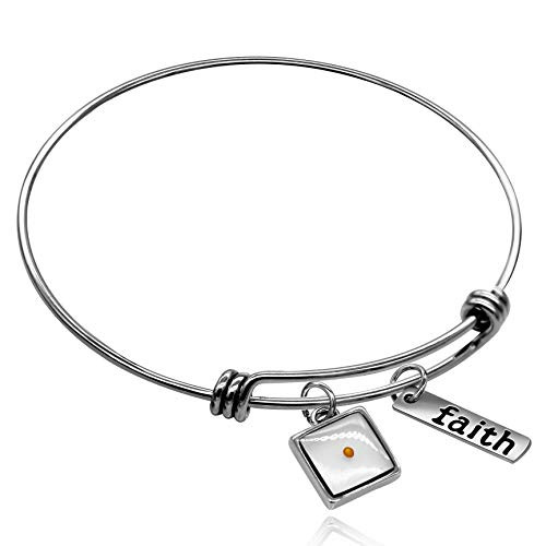 Uloveido Stainless Steel Charms Faith Bangle Mustard Seed Charm Adjustable Bracelet for Women Girls 25 inch Uloveido Stainless Steel Charms Faith Bangle Mustard Seed Charm Adjustable Bracelet for Women Girls 25 inch