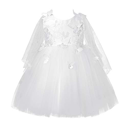 Baby Girls Princess Wedding Dress Satin Beading Flower Girl Train Special Occasion Party Dress 9M OffWhite