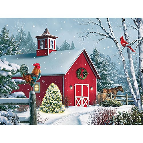 Bits and Pieces - 500 Piece Jigsaw Puzzle for Adults - Winter Barn II - 500 pc Christmas Holiday Horse Jigsaw by Artist Alan Giana