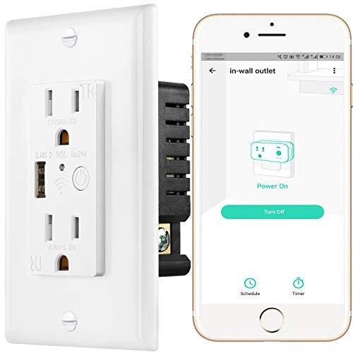 Smart Wall Plug YoLink 14 Mile Worlds Longest Range Smart inWall Outlet 15A Compatible with Alexa Google Assistant IFTTT APP Remote Timer Schedules Scene Automation Control YoLink Hub Required