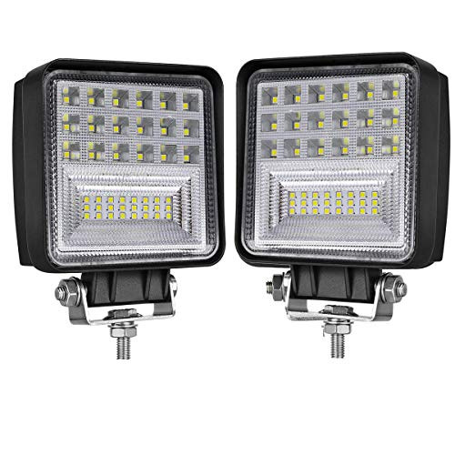 Willpower 2Pcs 4 Inch 126W Off Road Driving Lights Square LED Fog Light Spot Flood Combo Beam LED Cubes Work Lamps for Trucks Jeep Heavy Duty ATV UTV SUV Boat