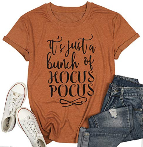 JINTING Its Just A Bunch of Hocus Pocus TShirt Funny Graphic Tee Shirt for Women Halloween Short Sleeve T Shirts S Hocus Pocus02