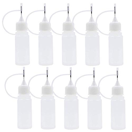AKOAK 12 Pcs Plastic Squeezable Tip Applicator BottleDropper Bottles with Needle Tip Caps for GlueLiquidOilCapacity 15ml White Cap