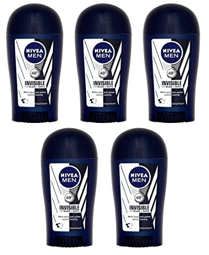 5x Nivea Invisible Black  White Antiperspirant Deodorant Solid Stick for Men 5x40ml Pack of 5