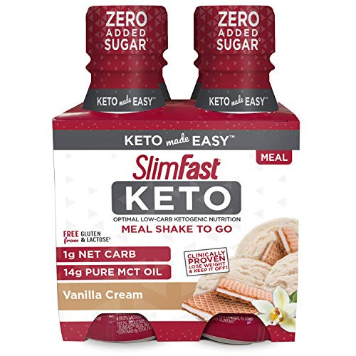 SlimFast Keto Vanilla Shake  Ready to Drink Meal Replacement  11 fl oz Bottle  4 Count  Pantry Friendly