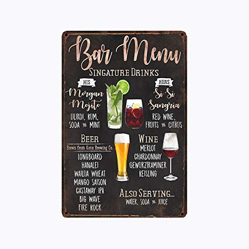 metal tin sign Bar Cocktail Theme for Man cave Bar Cafe Garage Wall Decor Retro Vintage 787 X 118 inch