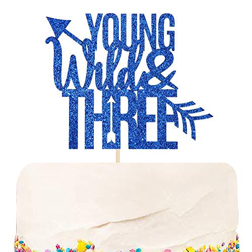 Halodete Glitter Young Wild Three Cake Topper Happy 3rd Birthday Cake Topper Children Birthday Party Cake Decoration Navy Blue Halodete Glitter Young Wild Three Cake Topper Happy 3rd Birthday Cake Topper Children Birthday Party Cake Decoration Navy Blue
