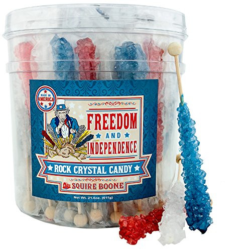 Boones Mill  Holiday Themed Rock Crystal Candy Sticks  4th of July  Freedom  Independence  36 Count