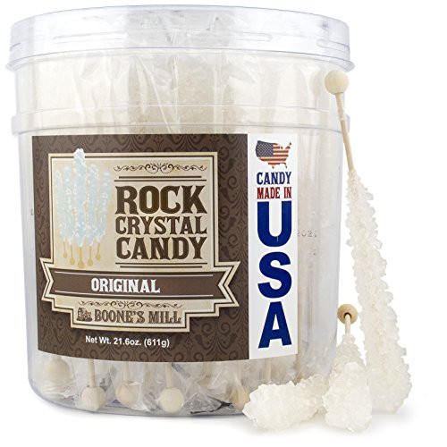 Boones Mill  Rock Crystal Candy Sticks  ClearWhite Original  36 Sticks
