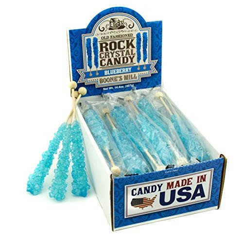Boones Mill  Rock Crystal Candy Sticks  Blue Blueberry  24 Count
