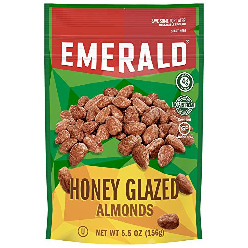 Emerald Honey Glazed Almonds Stand Up Resealable Bag 55 Ounce 110078