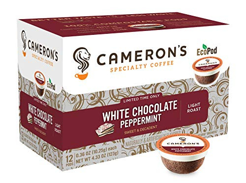 Camerons Coffee Holiday Single Serve Pods Flavored White Chocolate Peppermint 12 Count Pack of 1