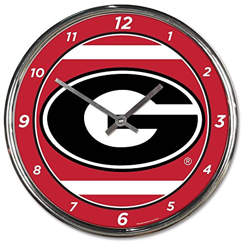 Georgia Bulldogs 12 inch Round Wall Clock Chrome Plated