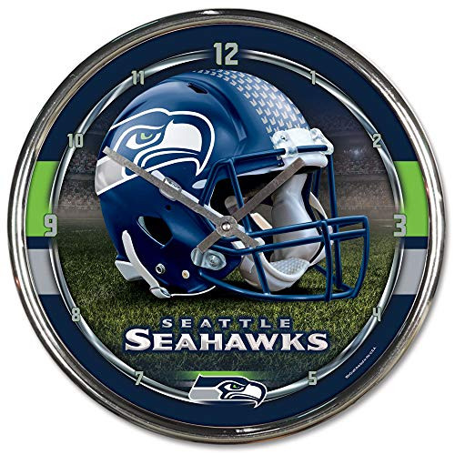 Nfl Football Team Chrome Wall Clock  Seattle Seahawks  12Inch Nfl Football Team Chrome Wall Clock  Seattle Seahawks  12Inch