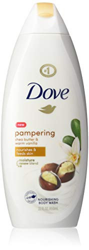 Dove Purely Pampering Body Wash for Dry Skin Shea Butter with Warm Vanilla Effectively Washes Away Bacteria While Nourishing Your Skin 22oz 4 Count