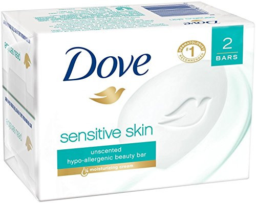 Dove Sensitive Skin Unscented HypoAllergenic Beauty Bar 4 oz 2 ea