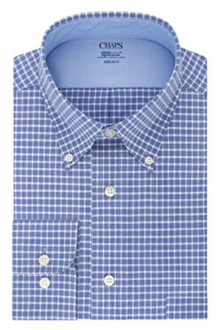 Chaps Mens Dress Shirts Regular Fit Stretch Collar Check Medium Blue 18185 Neck 3435 Sleeve XXLarge
