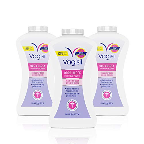 Vagisil Odor Block Deodorant Powder for Women TalcFree 8 Ounce  Pack of 3 Packaging May Vary