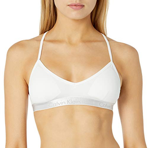 Calvin Klein Womens Motive Cotton Lightly Lined Bralette White L