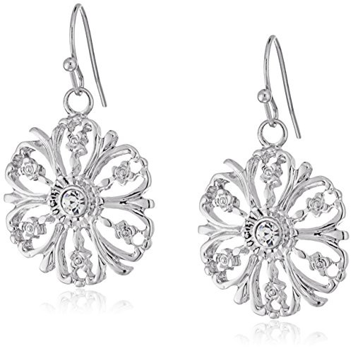 1928 Jewelry SilverTone Crystal Accent Flower Clear Drop Earrings